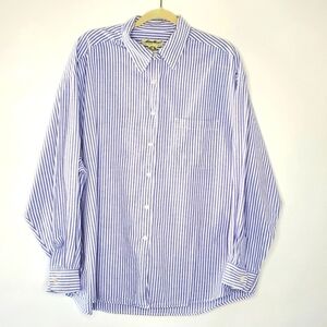 Eddie Bauer Women's Striped Cotton Shirt Size XXL Long Sleeve Button-Up Oxford